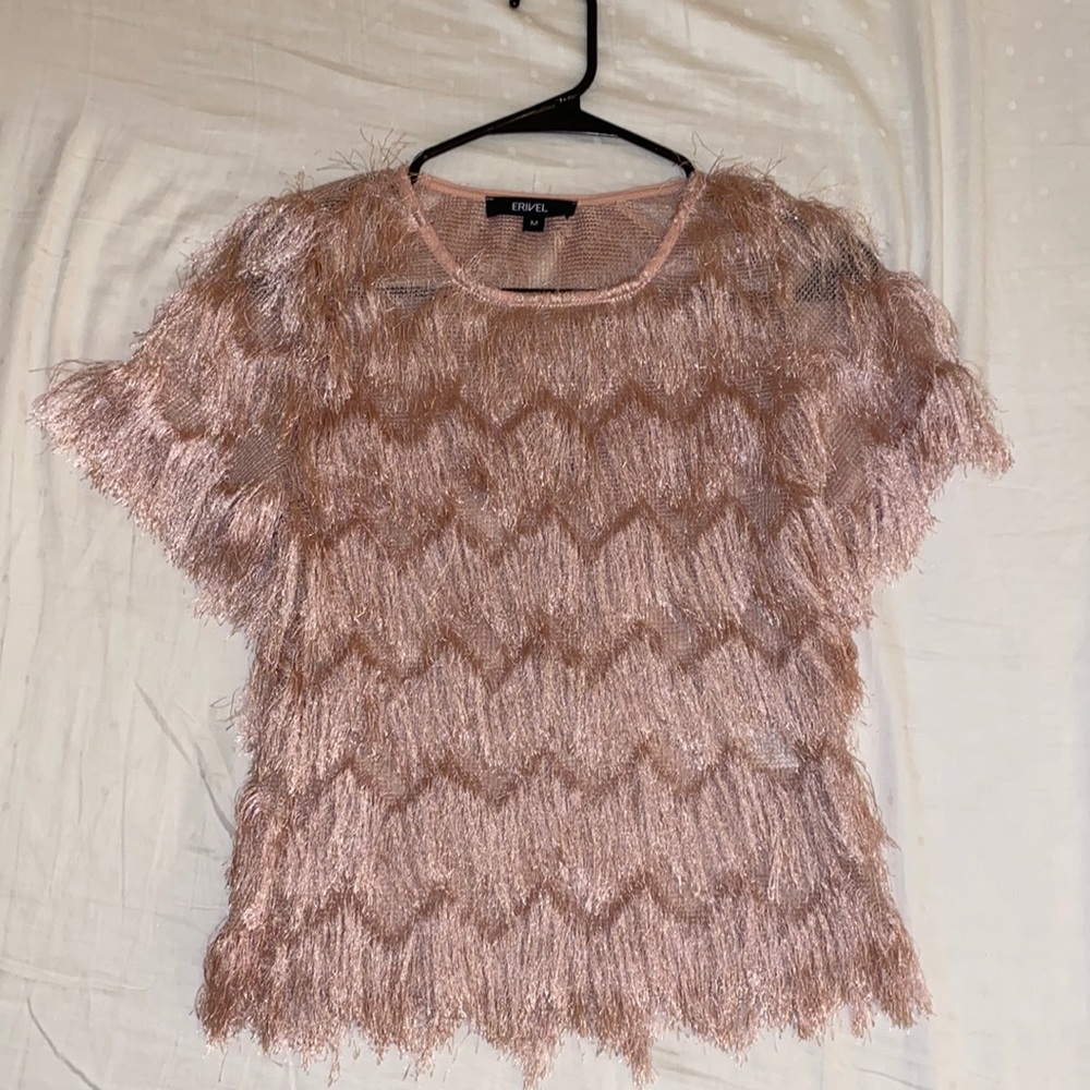 Pink fringed top